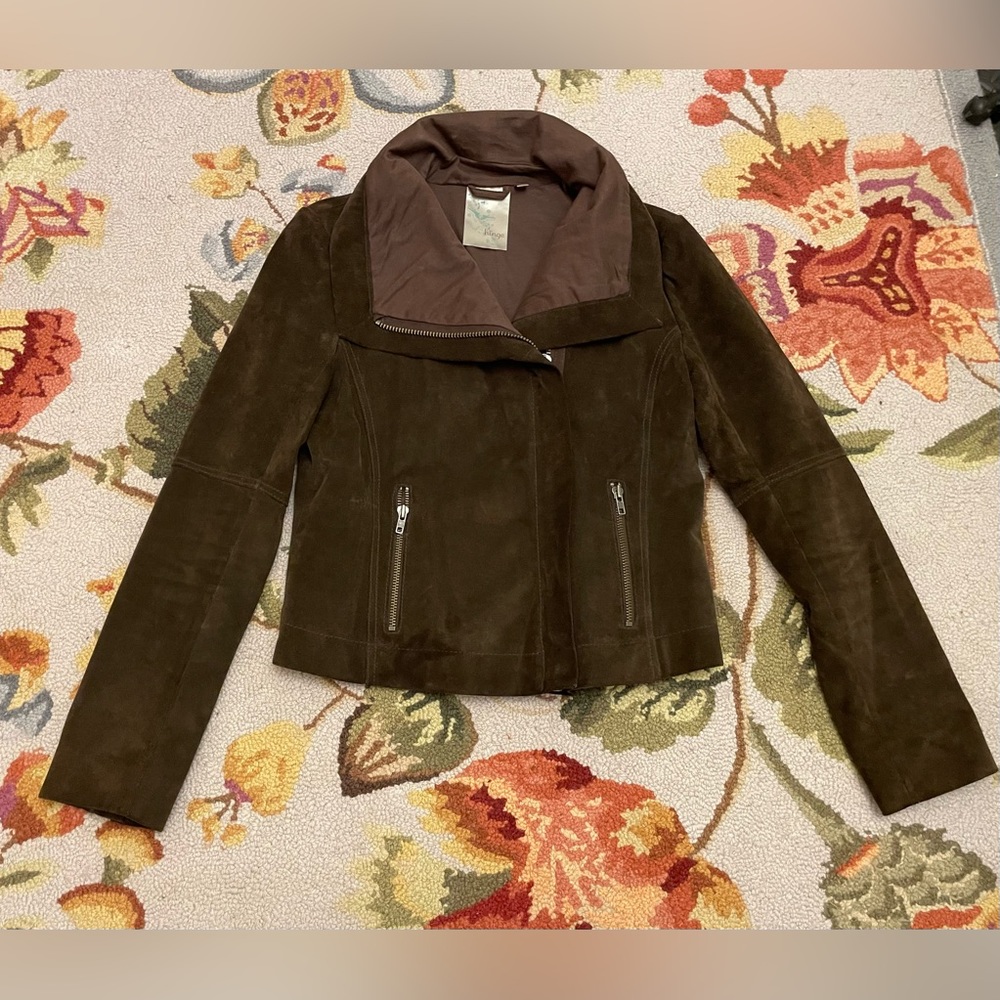 Women’s size L brown suede leather jacket